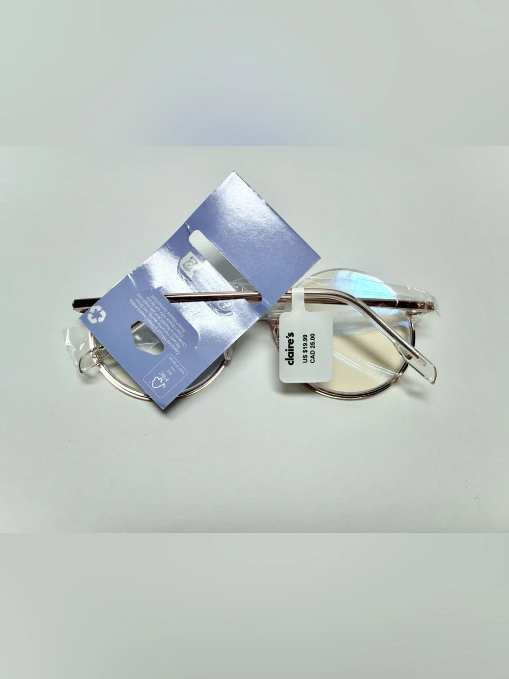 Claire's Round Blue Light Glasses in Rose Gold